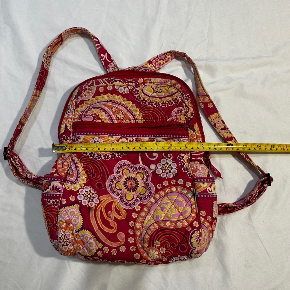 Vera Bradley Red Paisley Quilted Backpack Purse Crossbody Bag - Picture 10 of 14